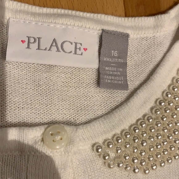 NWOT/New Girl’s Children’s Place White Pearl Knit Button Up Cardigan-size16 - Picture 4 of 17